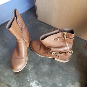 Brown mid calf boots